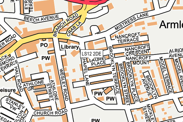 LS12 2DE map - OS OpenMap – Local (Ordnance Survey)