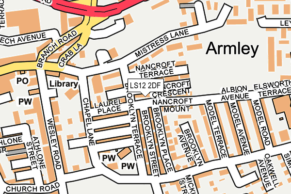 LS12 2DF map - OS OpenMap – Local (Ordnance Survey)