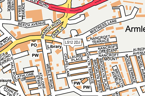 LS12 2DJ map - OS OpenMap – Local (Ordnance Survey)
