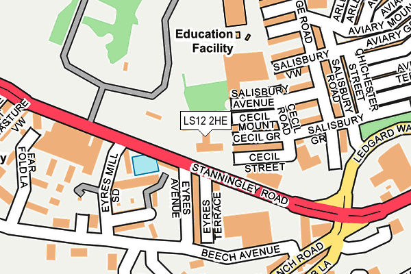 LS12 2HE map - OS OpenMap – Local (Ordnance Survey)