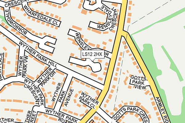 LS12 2HX map - OS OpenMap – Local (Ordnance Survey)