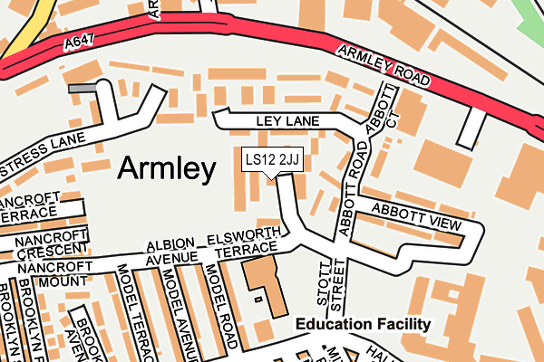 LS12 2JJ map - OS OpenMap – Local (Ordnance Survey)