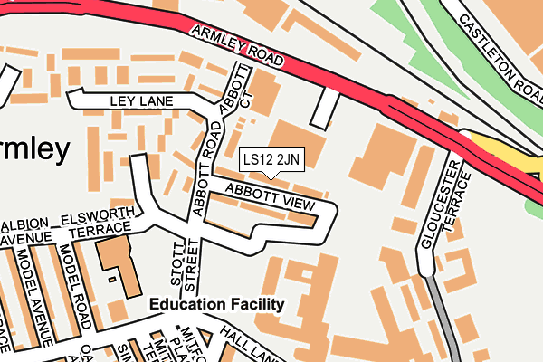 LS12 2JN map - OS OpenMap – Local (Ordnance Survey)