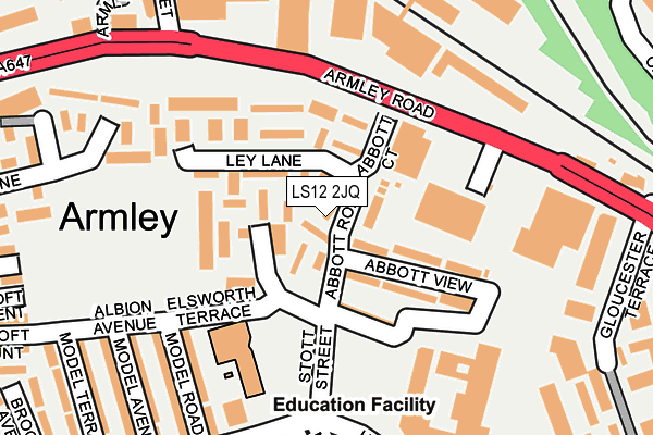 LS12 2JQ map - OS OpenMap – Local (Ordnance Survey)