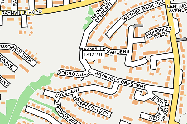 LS12 2JT map - OS OpenMap – Local (Ordnance Survey)