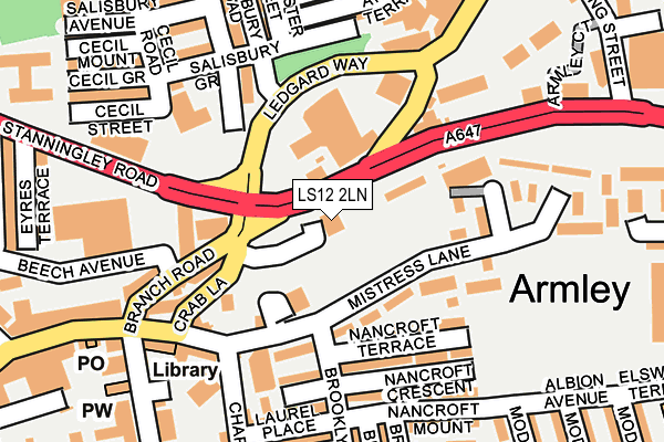 LS12 2LN map - OS OpenMap – Local (Ordnance Survey)