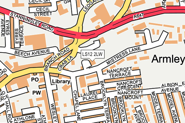 LS12 2LW map - OS OpenMap – Local (Ordnance Survey)