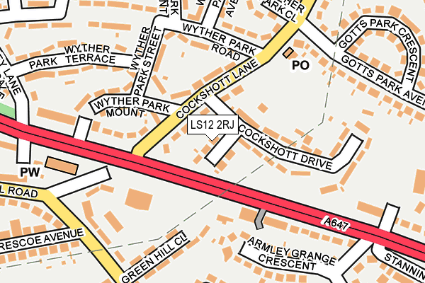 LS12 2RJ map - OS OpenMap – Local (Ordnance Survey)