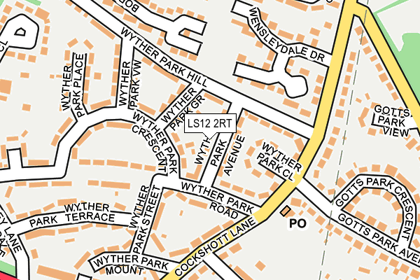 LS12 2RT map - OS OpenMap – Local (Ordnance Survey)
