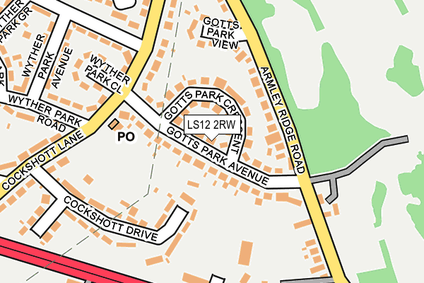 LS12 2RW map - OS OpenMap – Local (Ordnance Survey)