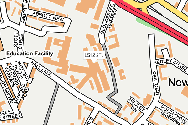 LS12 2TJ map - OS OpenMap – Local (Ordnance Survey)