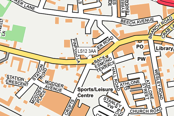 LS12 3AA map - OS OpenMap – Local (Ordnance Survey)