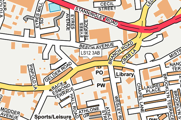 LS12 3AB map - OS OpenMap – Local (Ordnance Survey)