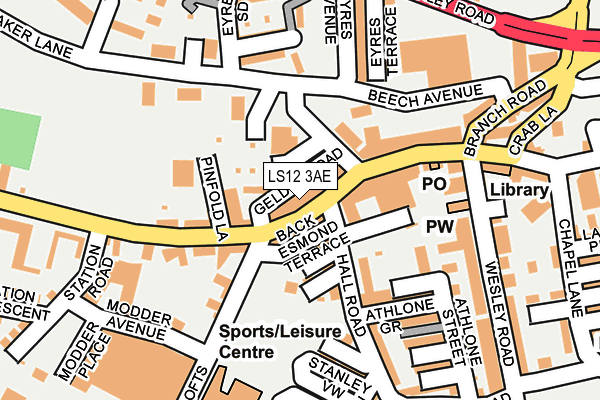 LS12 3AE map - OS OpenMap – Local (Ordnance Survey)