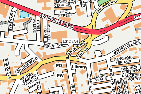 LS12 3AH map - OS OpenMap – Local (Ordnance Survey)