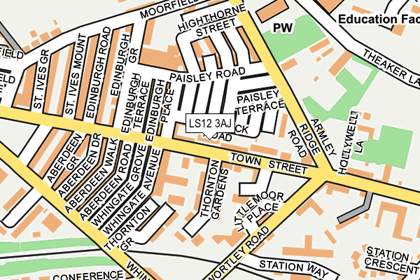 LS12 3AJ map - OS OpenMap – Local (Ordnance Survey)