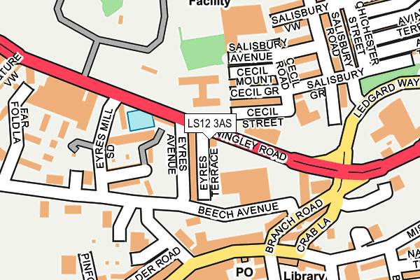 LS12 3AS map - OS OpenMap – Local (Ordnance Survey)