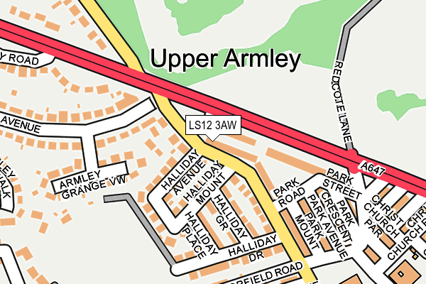 LS12 3AW map - OS OpenMap – Local (Ordnance Survey)