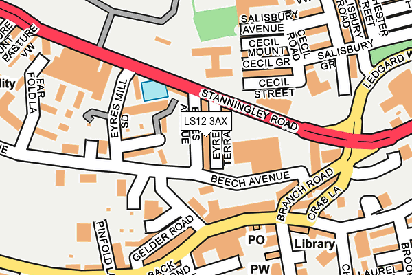 LS12 3AX map - OS OpenMap – Local (Ordnance Survey)