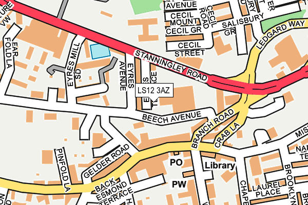 LS12 3AZ map - OS OpenMap – Local (Ordnance Survey)