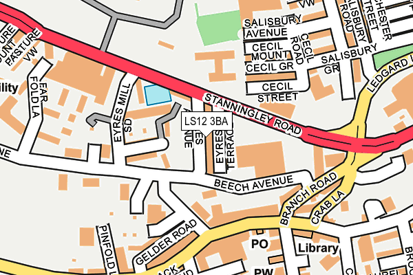 LS12 3BA map - OS OpenMap – Local (Ordnance Survey)