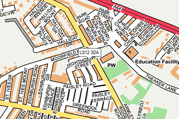 LS12 3DA map - OS OpenMap – Local (Ordnance Survey)