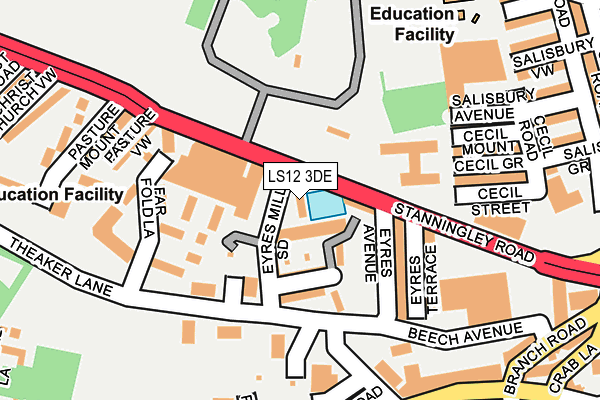 LS12 3DE map - OS OpenMap – Local (Ordnance Survey)