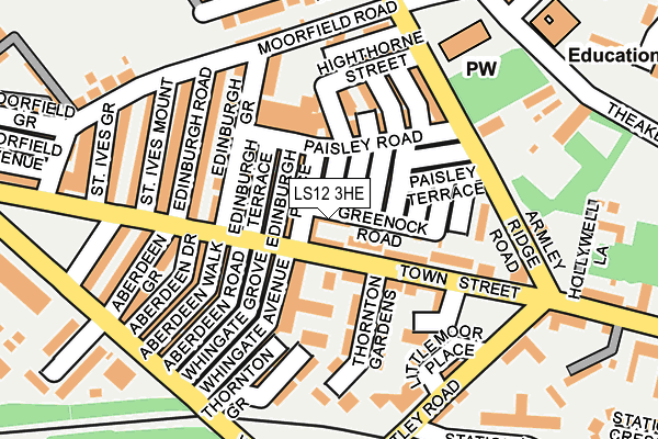 LS12 3HE map - OS OpenMap – Local (Ordnance Survey)