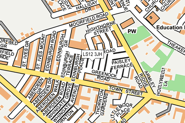 LS12 3JH map - OS OpenMap – Local (Ordnance Survey)