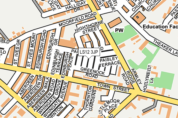 LS12 3JP map - OS OpenMap – Local (Ordnance Survey)