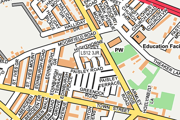 LS12 3JR map - OS OpenMap – Local (Ordnance Survey)