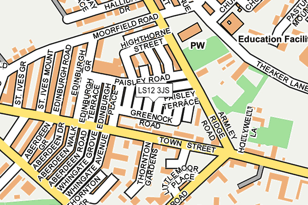 LS12 3JS map - OS OpenMap – Local (Ordnance Survey)