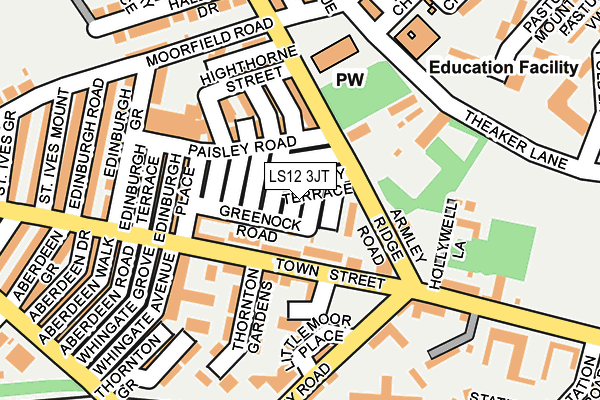 LS12 3JT map - OS OpenMap – Local (Ordnance Survey)