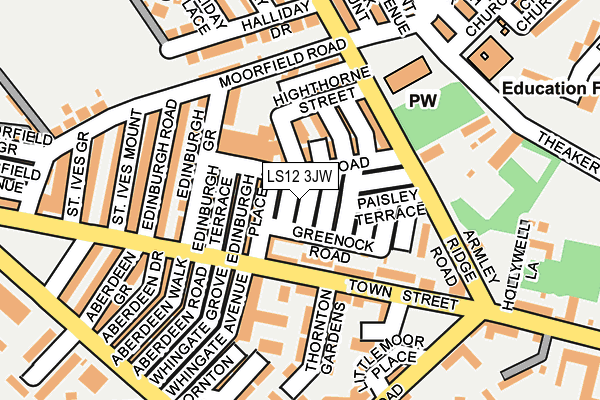 LS12 3JW map - OS OpenMap – Local (Ordnance Survey)
