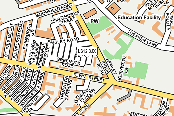 LS12 3JX map - OS OpenMap – Local (Ordnance Survey)