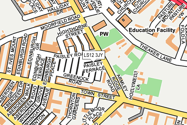 LS12 3JY map - OS OpenMap – Local (Ordnance Survey)