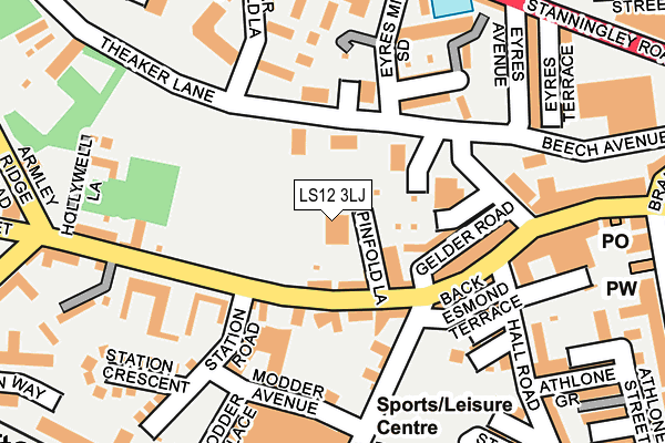 LS12 3LJ map - OS OpenMap – Local (Ordnance Survey)