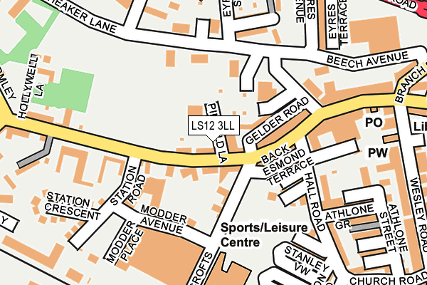 LS12 3LL map - OS OpenMap – Local (Ordnance Survey)