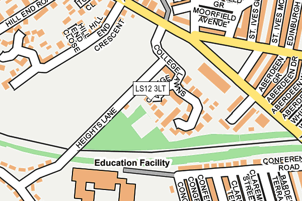 LS12 3LT map - OS OpenMap – Local (Ordnance Survey)