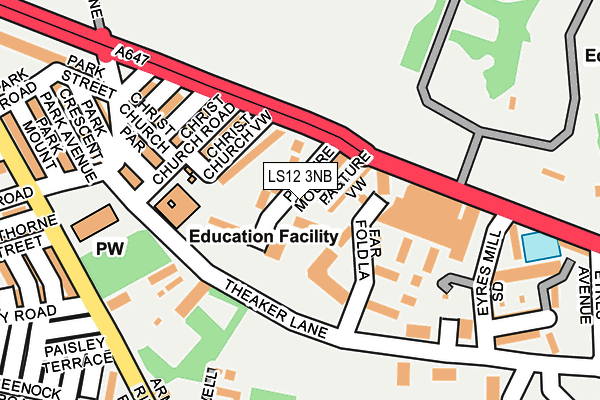 LS12 3NB map - OS OpenMap – Local (Ordnance Survey)