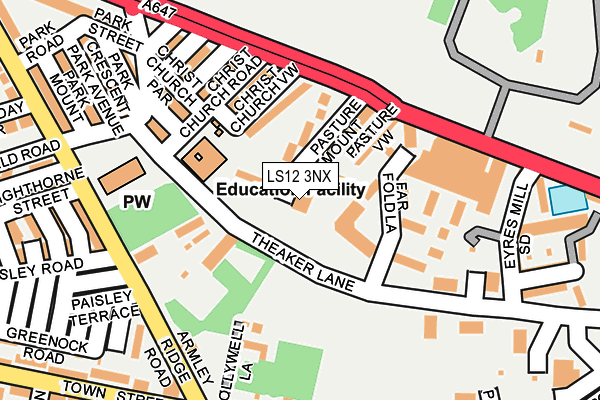 LS12 3NX map - OS OpenMap – Local (Ordnance Survey)