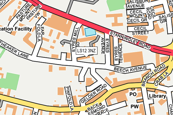 LS12 3NZ map - OS OpenMap – Local (Ordnance Survey)