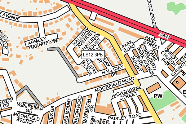LS12 3PB map - OS OpenMap – Local (Ordnance Survey)