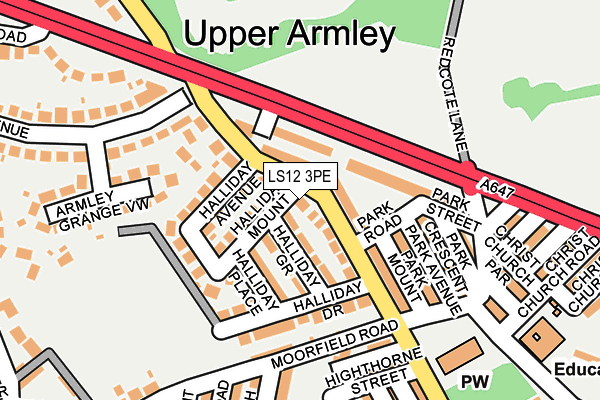 LS12 3PE map - OS OpenMap – Local (Ordnance Survey)