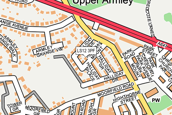 LS12 3PF map - OS OpenMap – Local (Ordnance Survey)
