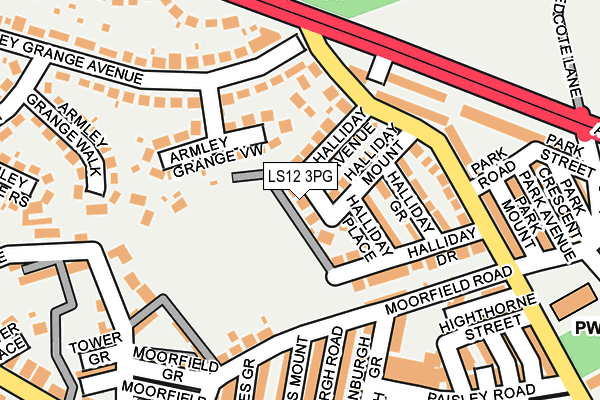 LS12 3PG map - OS OpenMap – Local (Ordnance Survey)