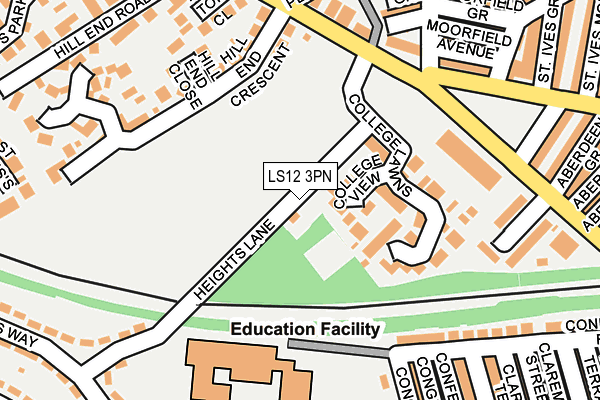 LS12 3PN map - OS OpenMap – Local (Ordnance Survey)