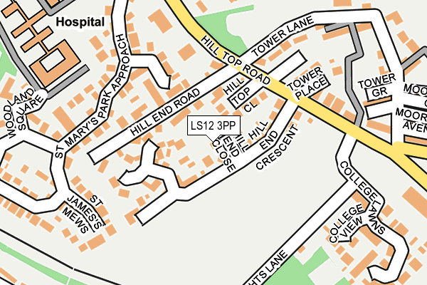 LS12 3PP map - OS OpenMap – Local (Ordnance Survey)