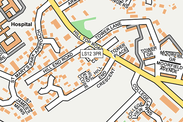 LS12 3PR map - OS OpenMap – Local (Ordnance Survey)