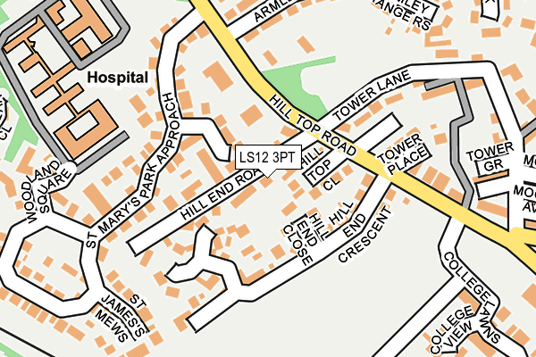 LS12 3PT map - OS OpenMap – Local (Ordnance Survey)